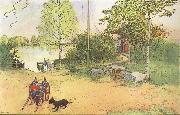 Carl Larsson Our Coourt-Yard oil painting